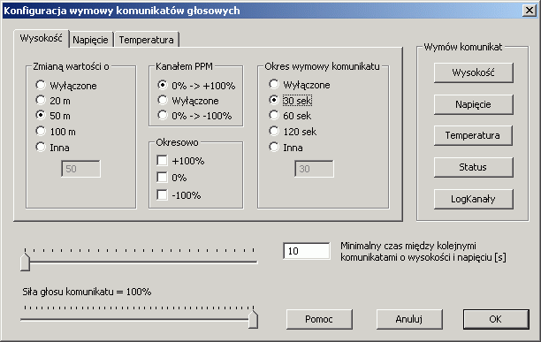 Okno konfiguracji wymowy komunikatw